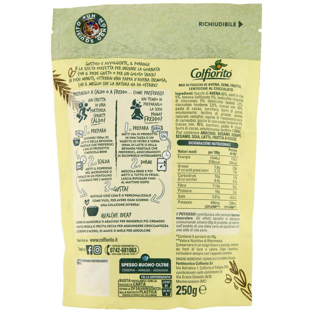 Porridge di avena con lenticchie cioccolato e banana 250 gr - Immagine 21