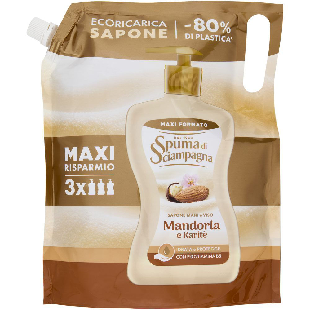 Sapone per le mani con antibatterico mandorla ecoricarica 1,3 lt
