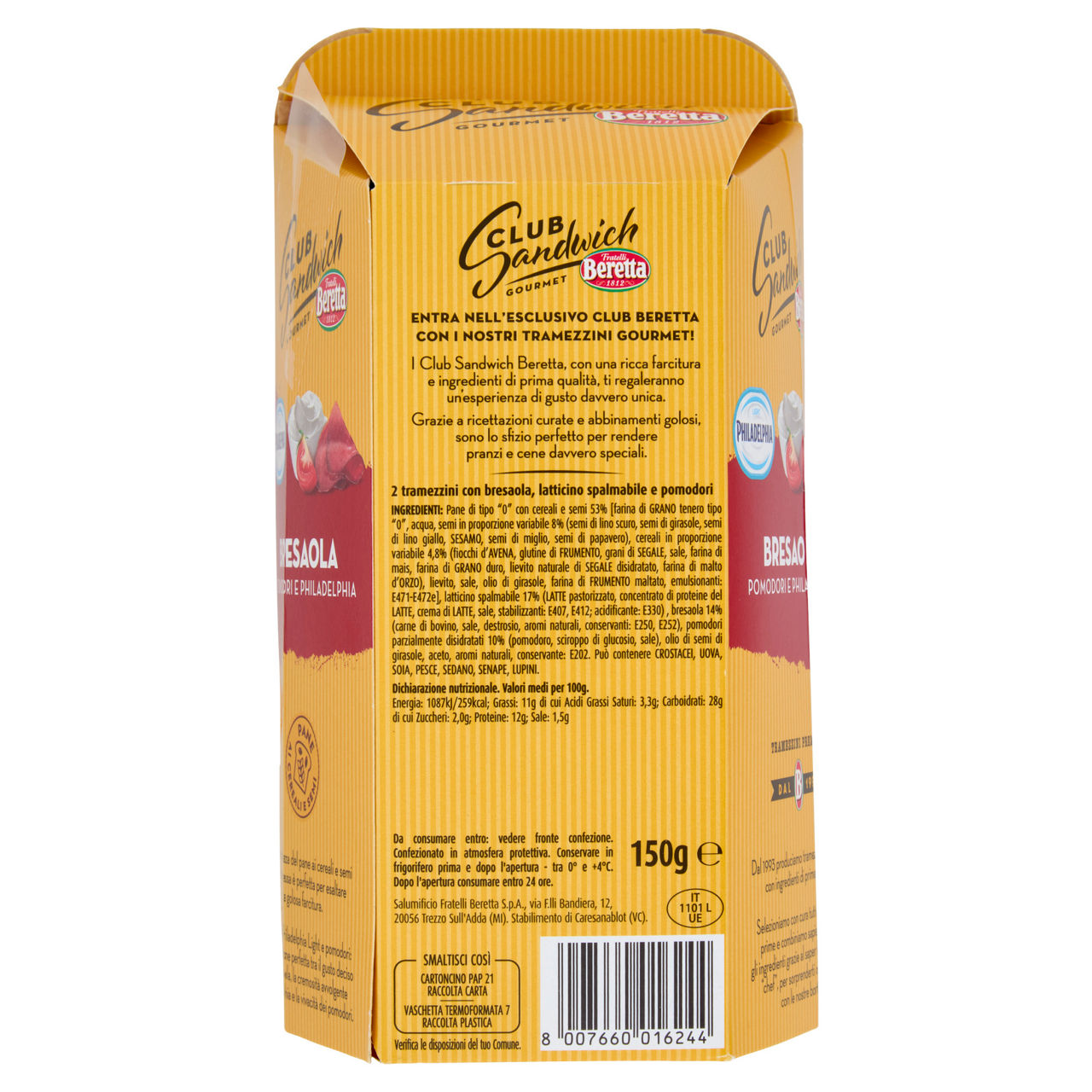 Club Sandwich Gourmet bresaola pomodori e Philadelphia 150 gr - Immagine 51