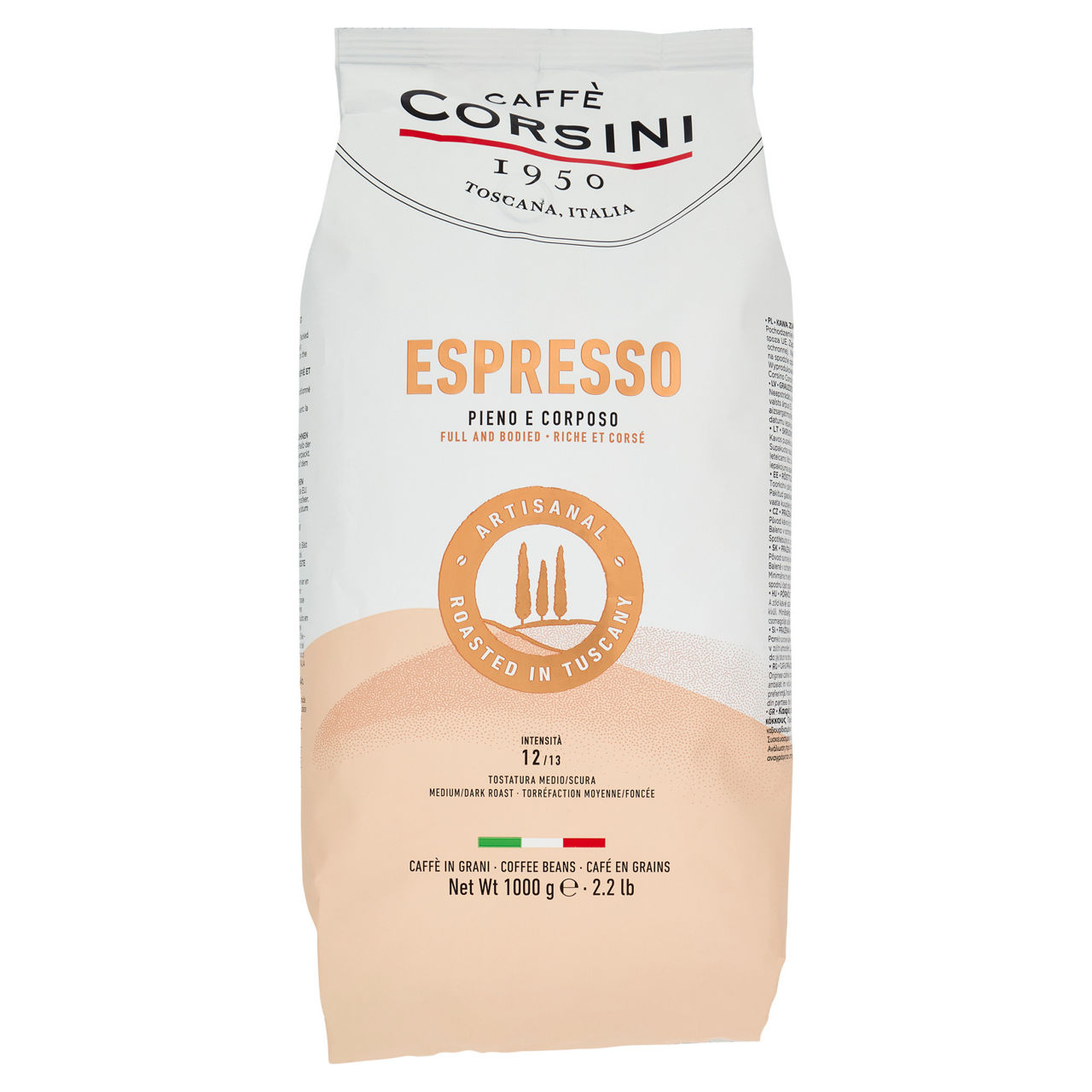 Caffè espresso in grani pieno e corposo 1 kg