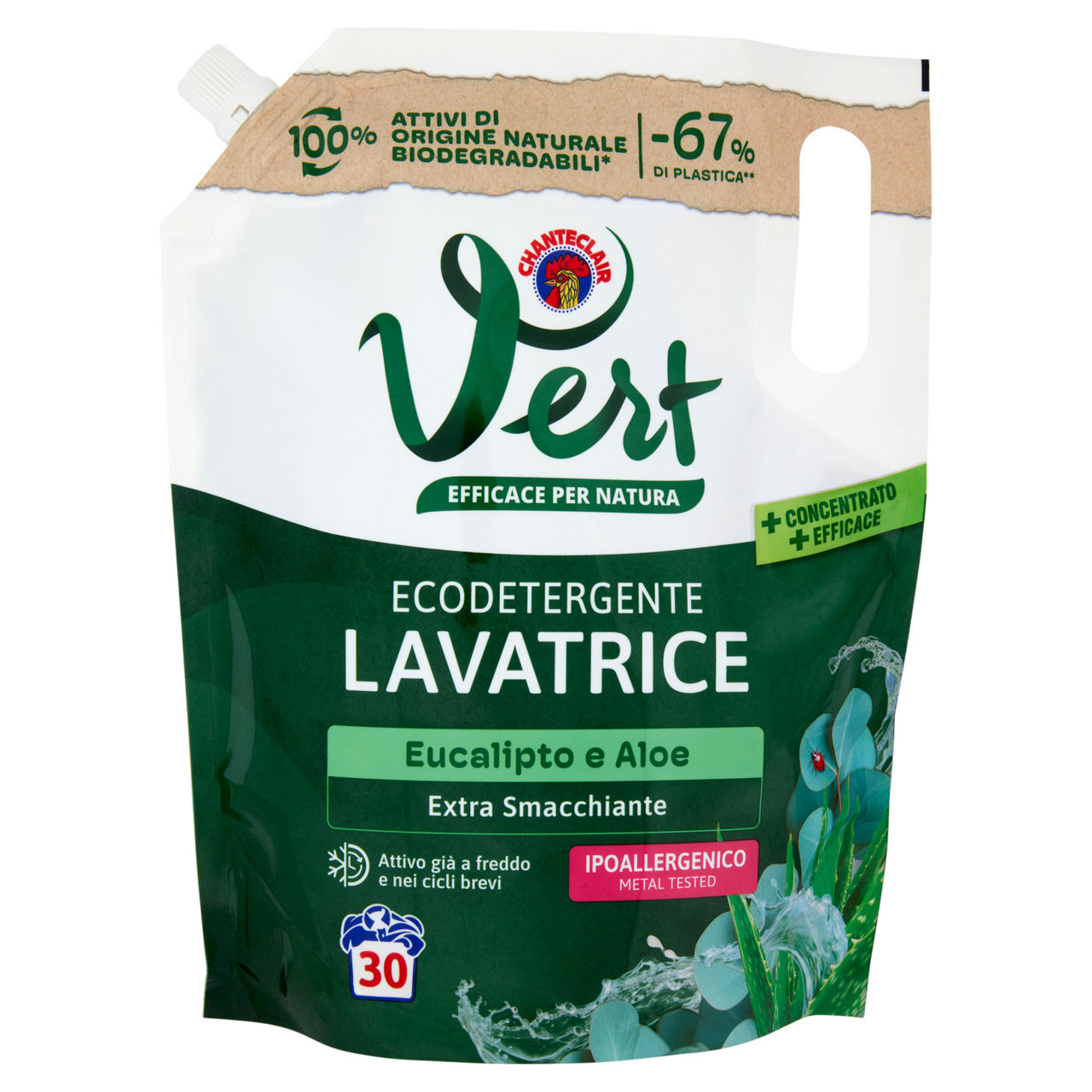 Ecodetergente lavatrice liquido extra smacchiante eucalipto e aloe 30 lavaggi