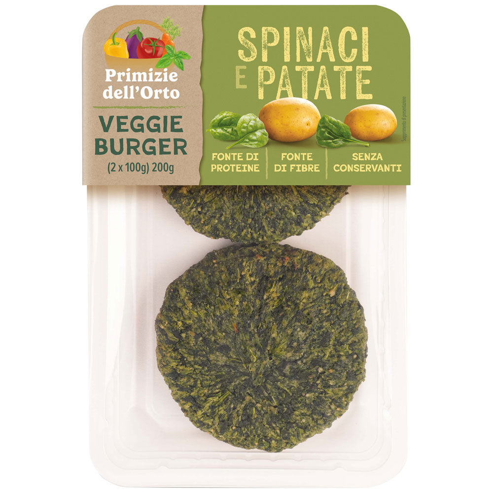 Burger vegetale di spinaci e patate 2 pz 200 gr