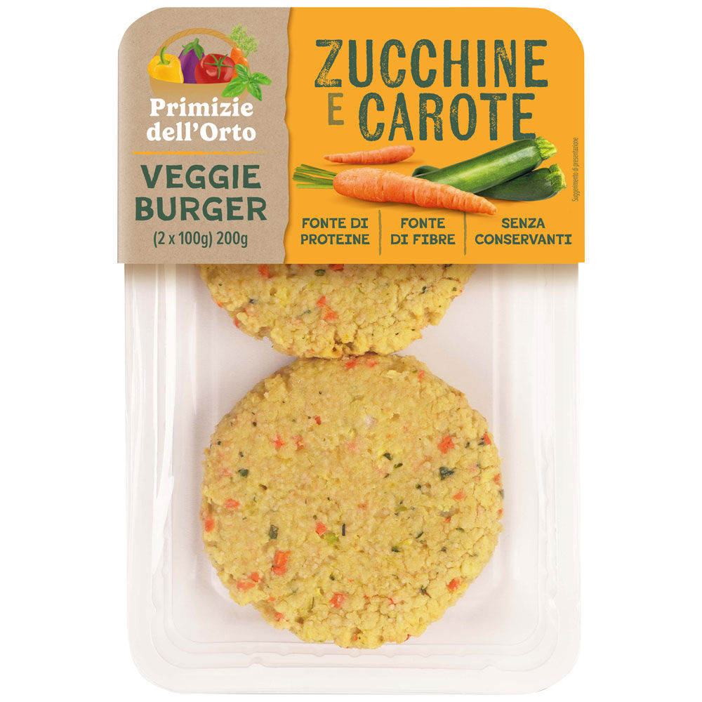 Burger vegetale di zucchine e carote 2 pz 200 gr
