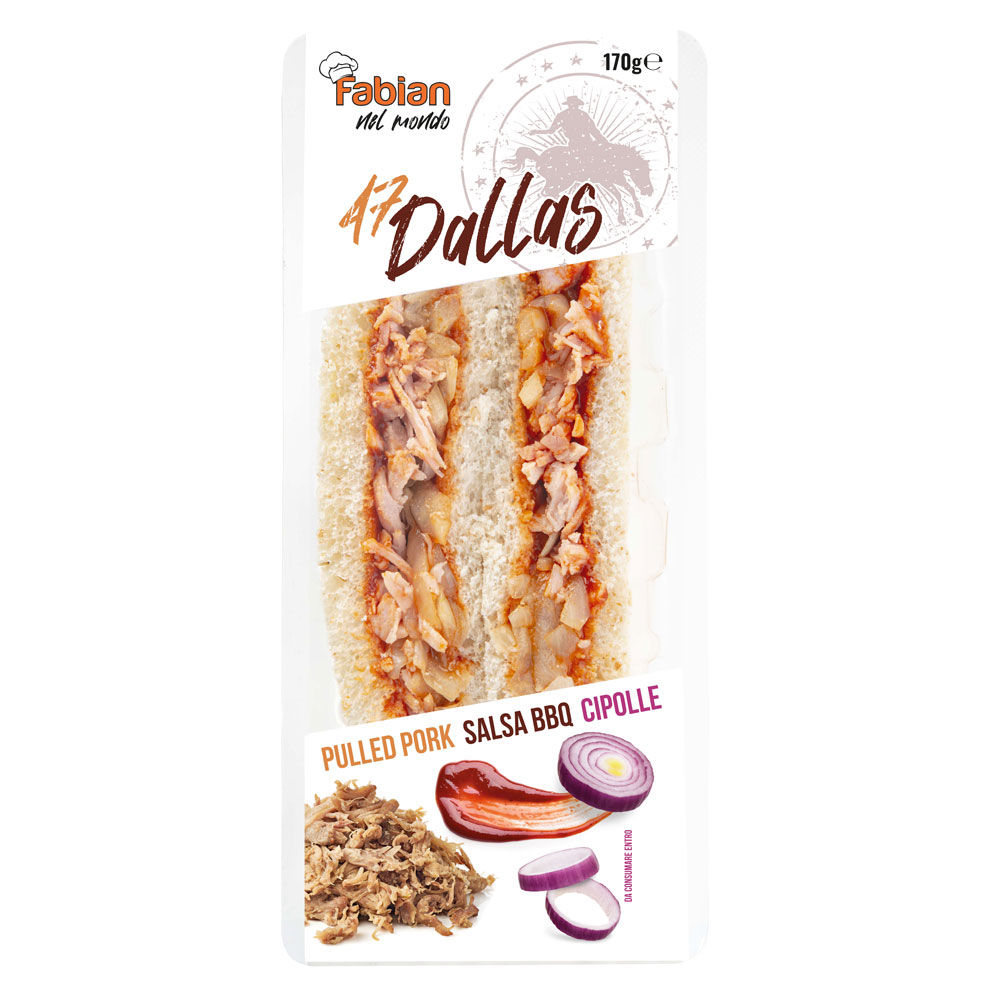 Tramezzino Dallas con pulled pork salsa bbq e cipolle 170 gr