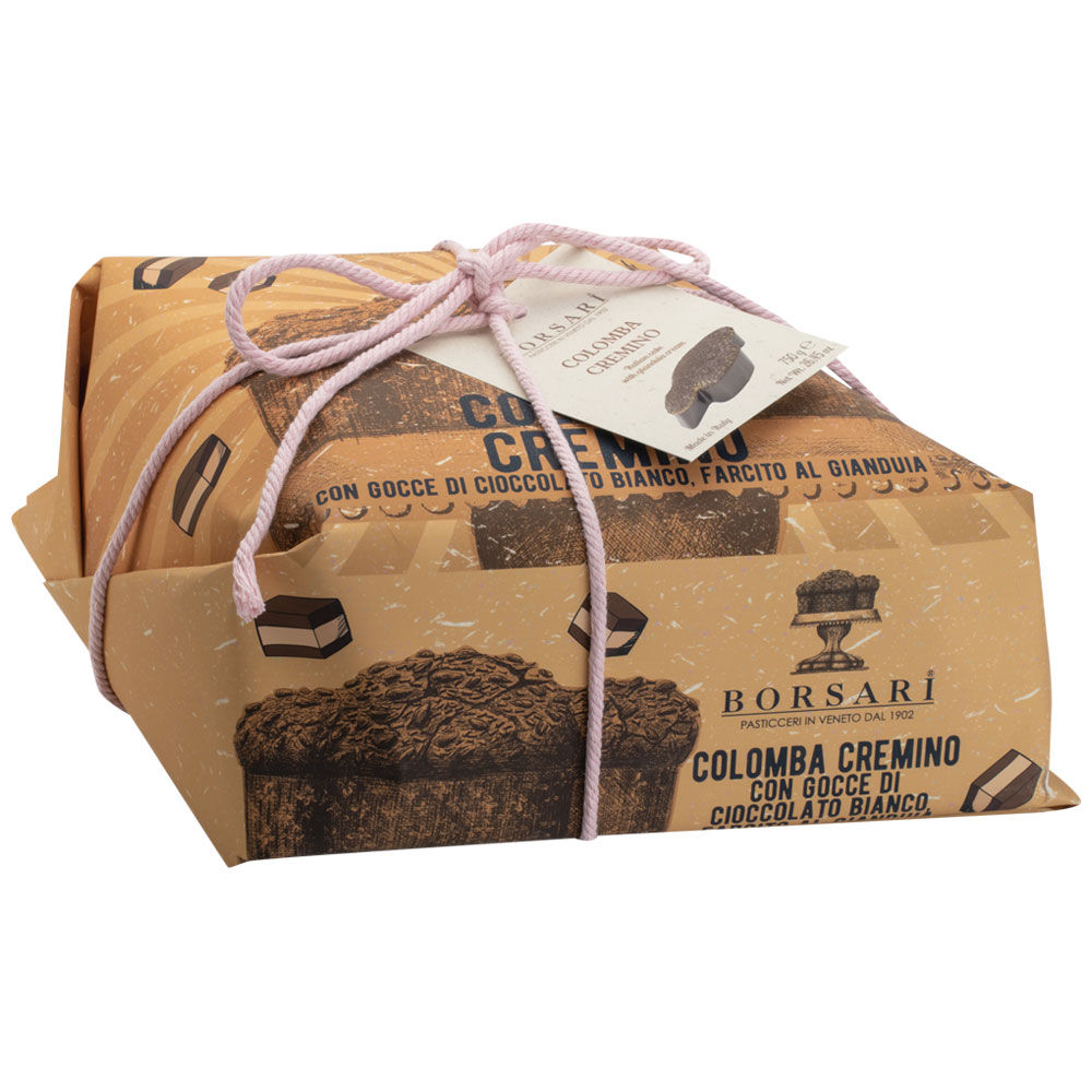 Colomba cremino con gocce di cioccolato bianco farcito gianduia 750 kg