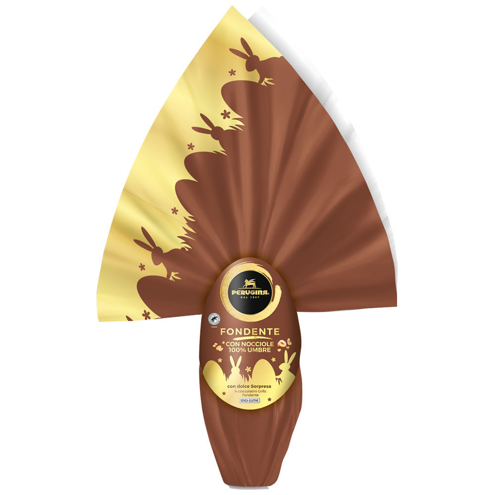 Uovo di cioccolato fondente con con nocciole 100% Umbre 367 gr