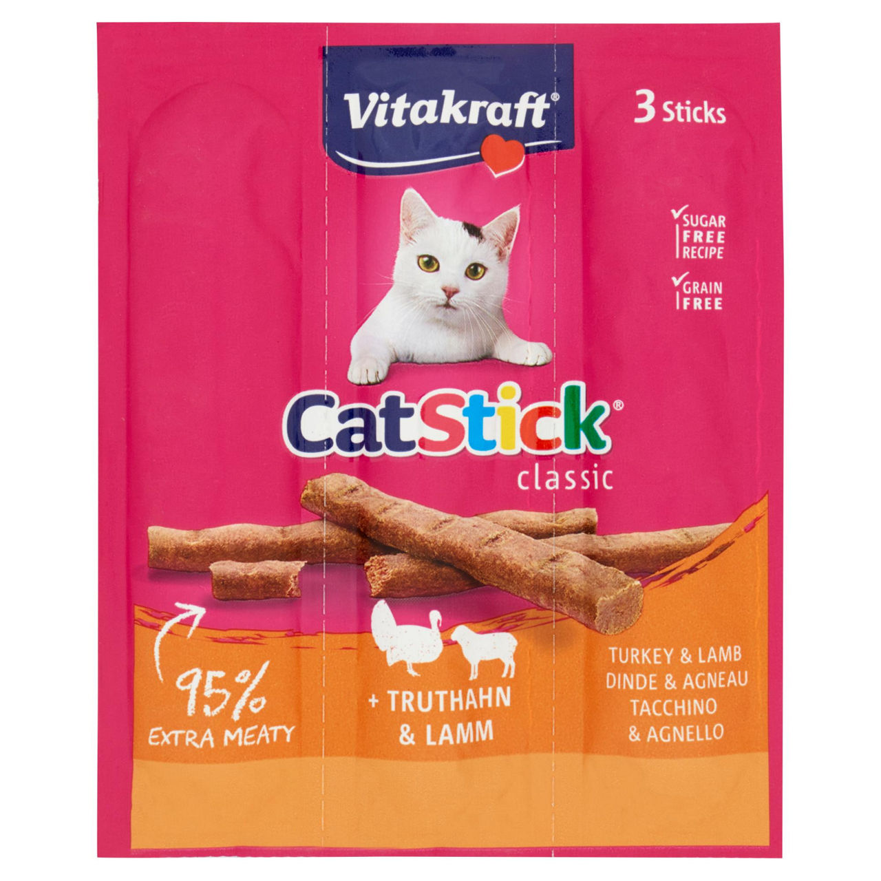 Snack in stick per gatti mini tacchino e agnello 3 pz - Immagine 01