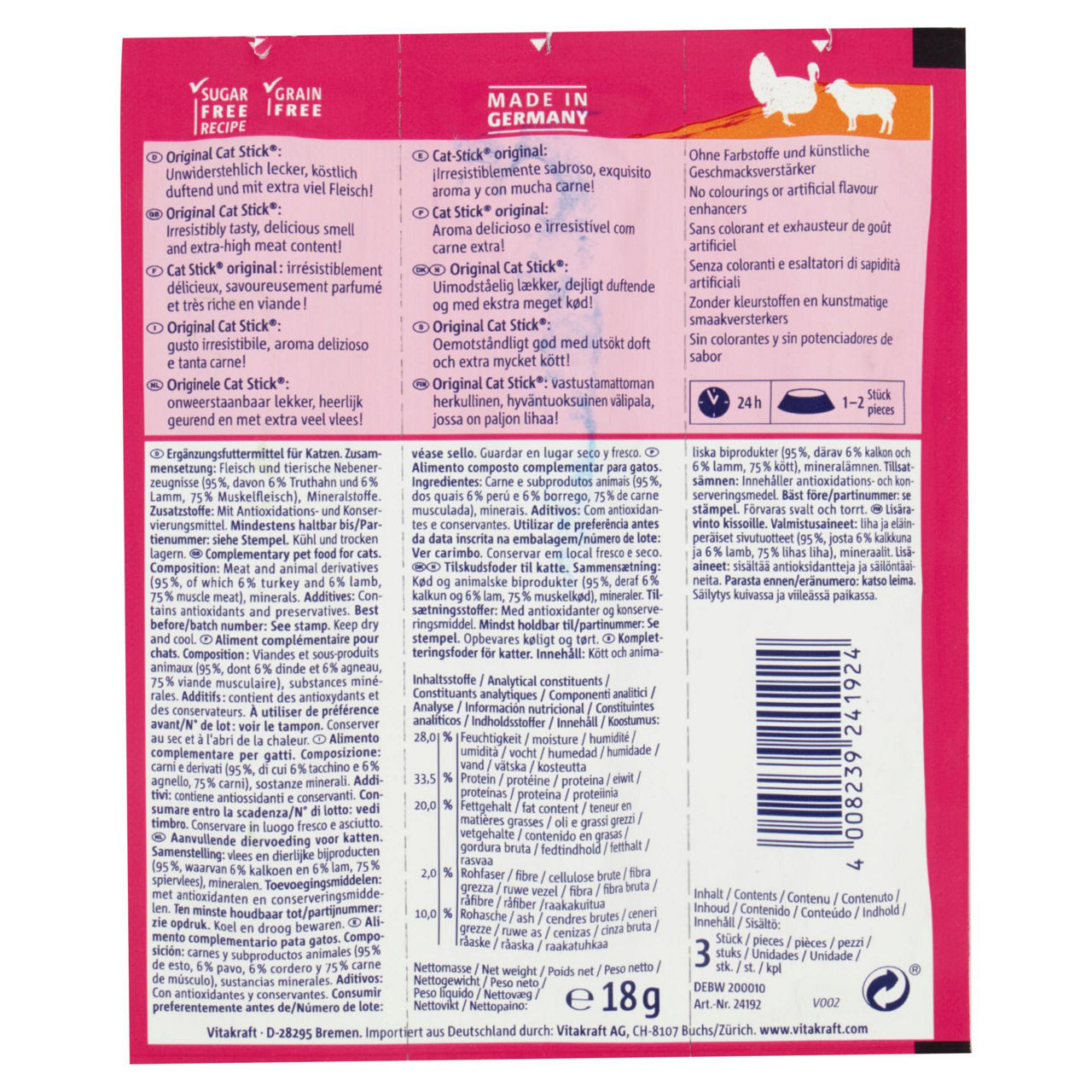 Snack in stick per gatti mini tacchino e agnello 3 pz - Immagine 51