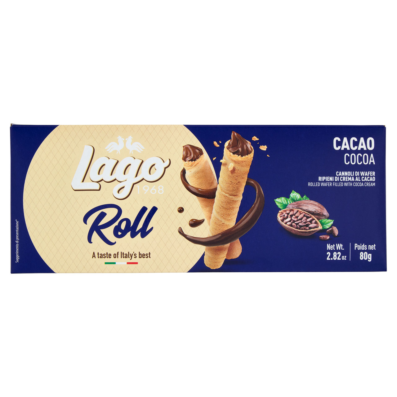Cannoli di wafer ripieni di crema al cacao 80 gr