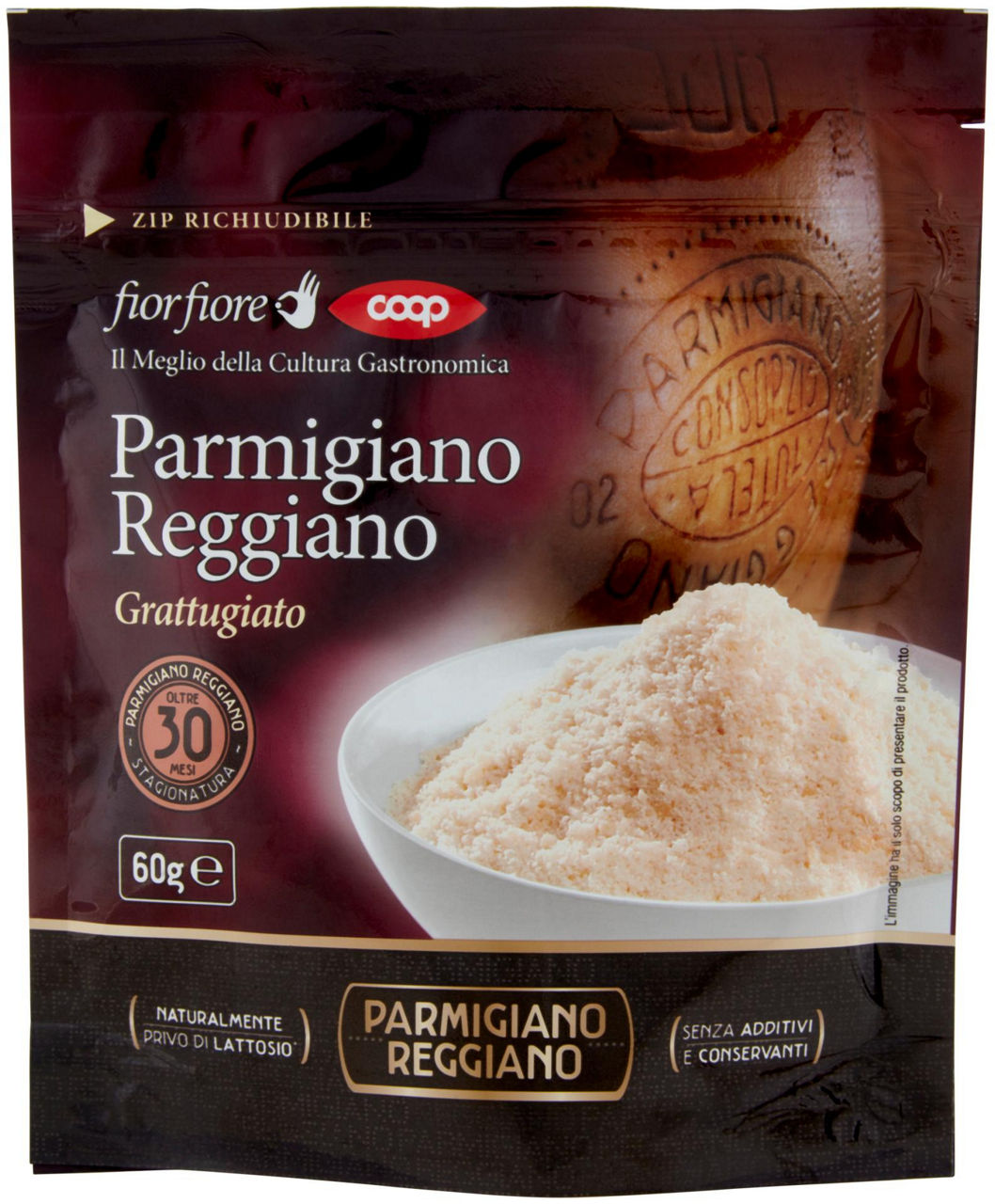 Parmigiano reggiano dop 30 mesi grattugiato fiorfiore coop g 60