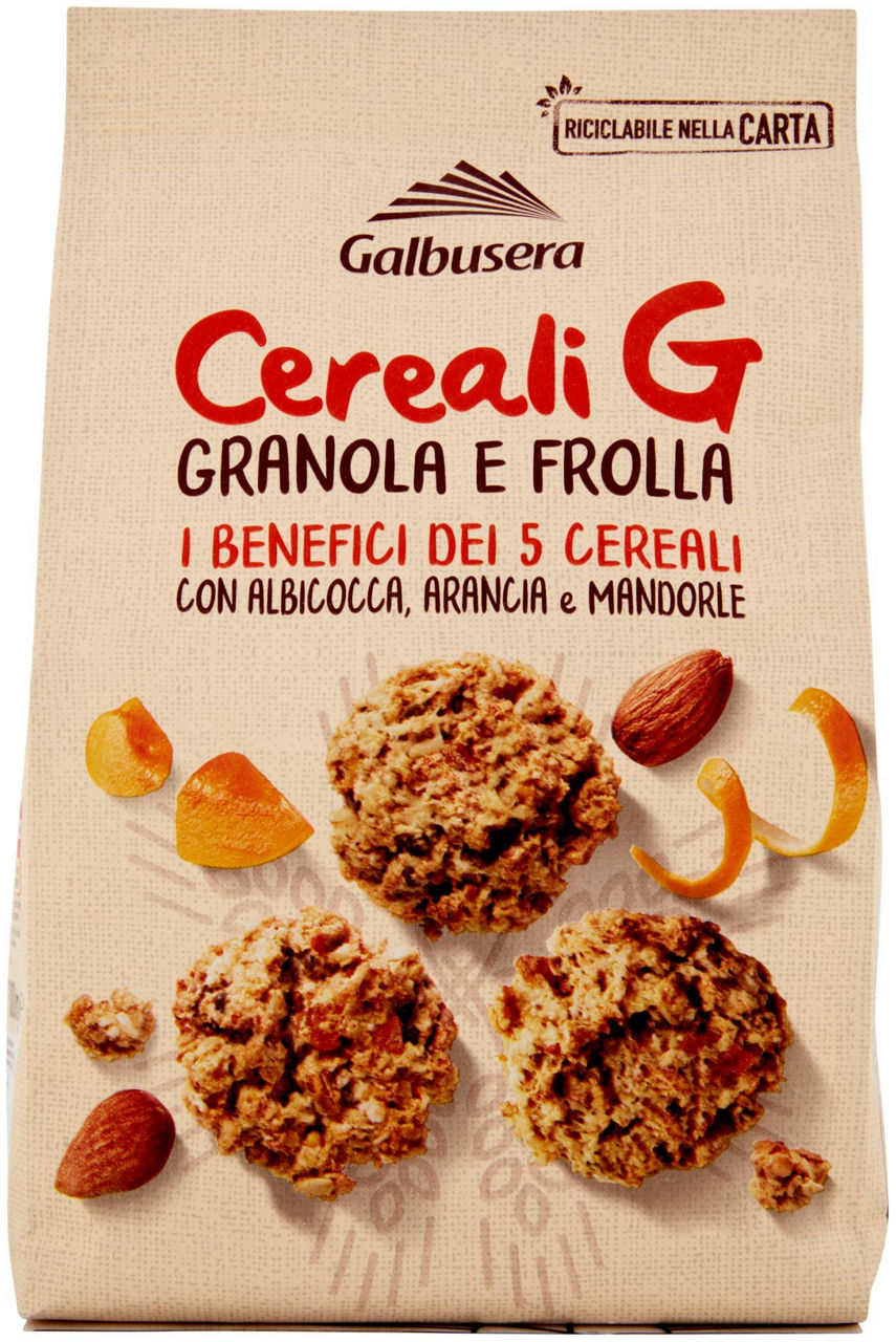 Biscotti Cereali G Granola e Frolla con Albicocca, Arancia e Mandorle 300 g - 0