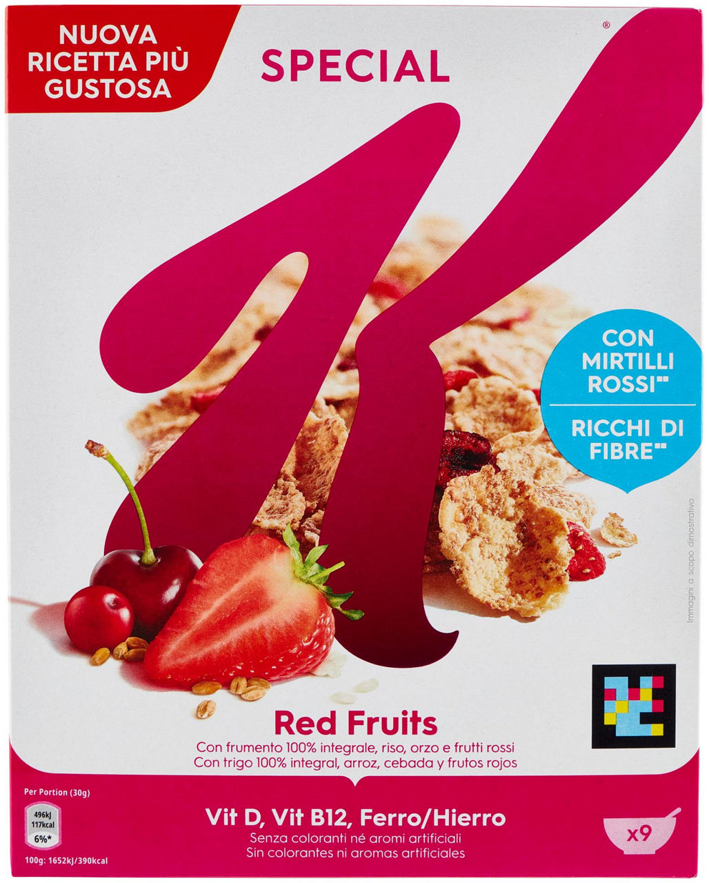 Cereali  frutti rossi kellogg's special k  scatola gr.290