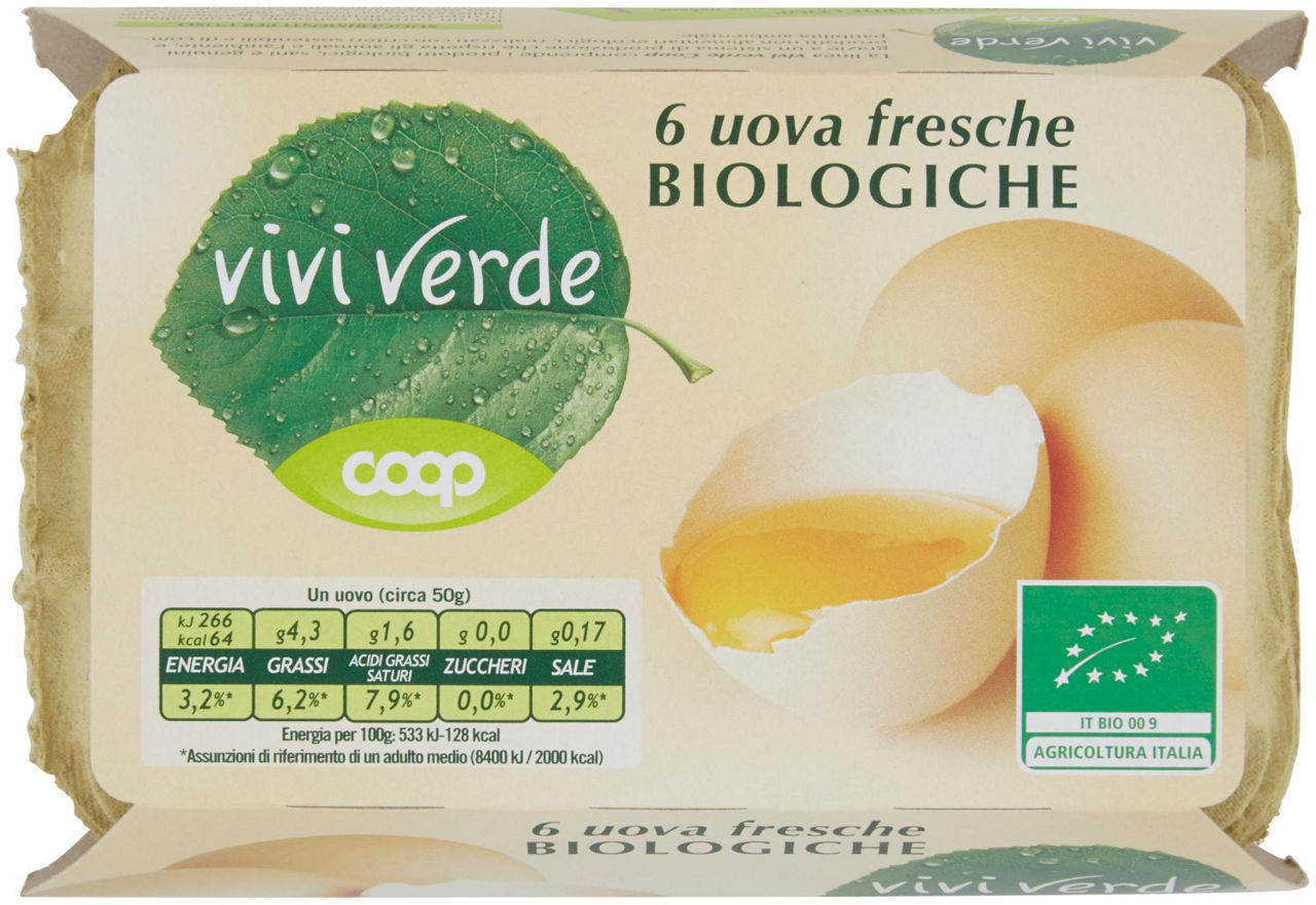 6 uova fresche Biologiche Vivi Verde 350 g - 0