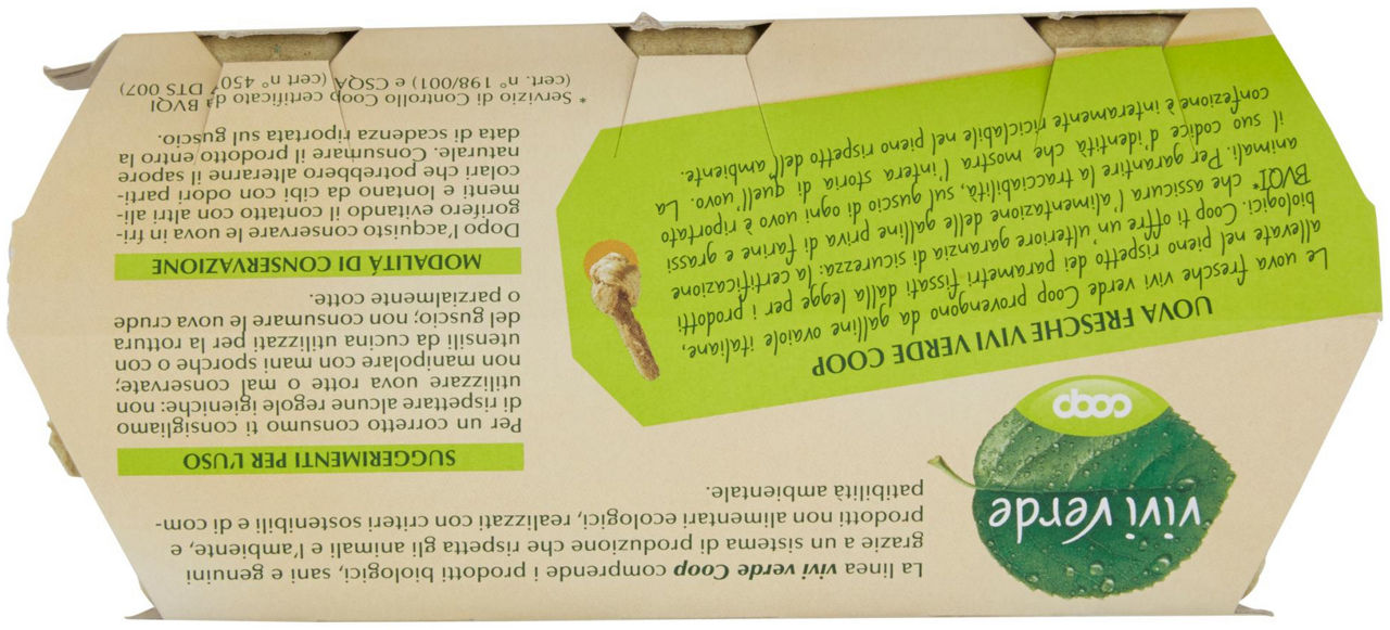 6 uova fresche Biologiche Vivi Verde 350 g - 12