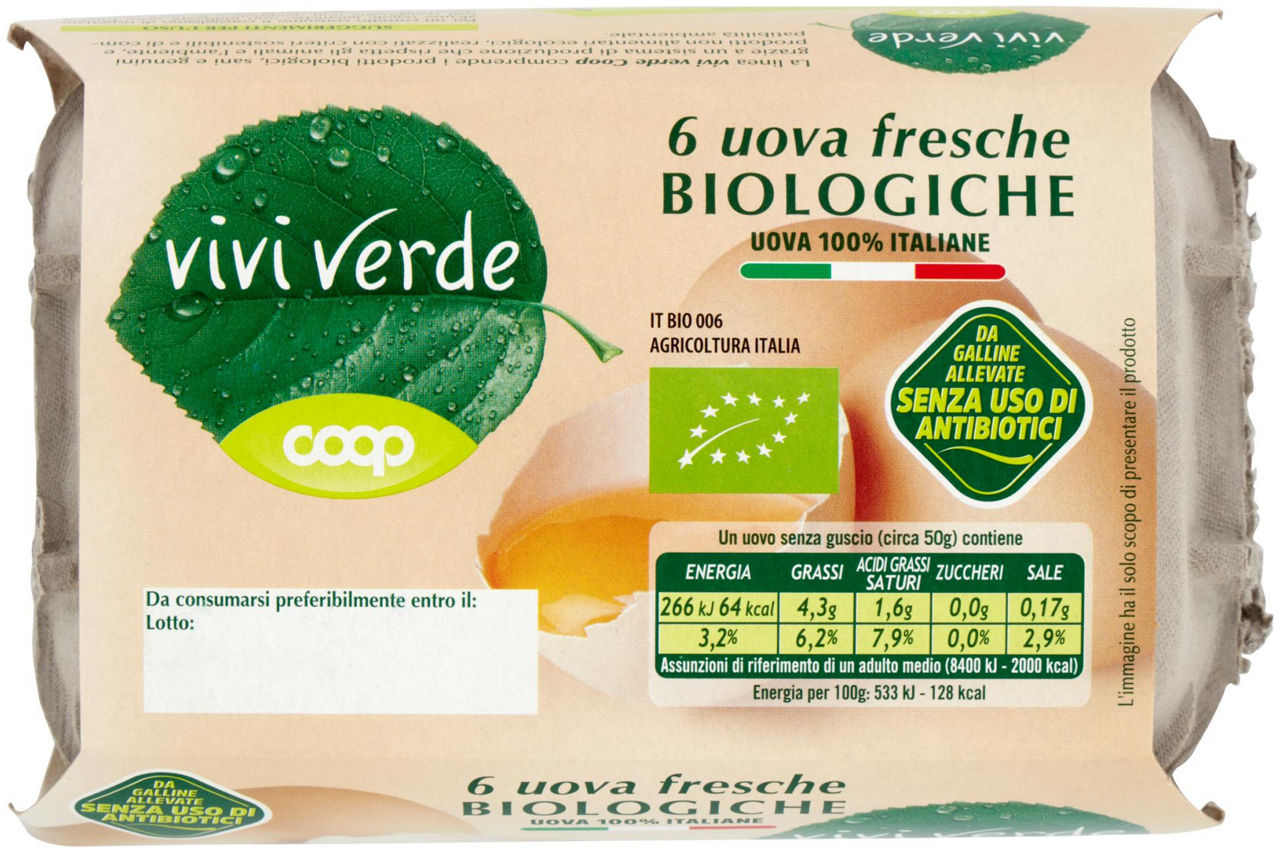 6 uova fresche Biologiche Vivi Verde 350 g - 2