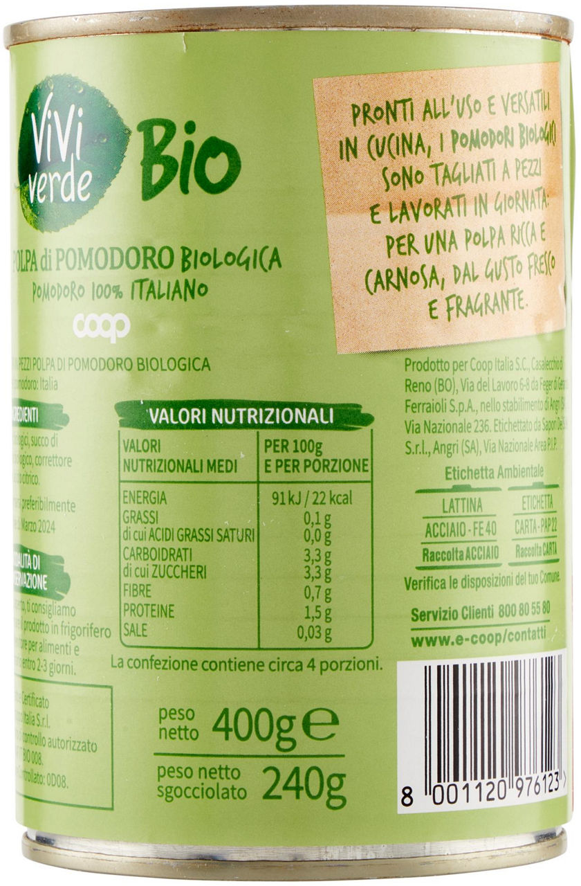 Polpa di Pomodoro Biologica Vivi Verde 400 g - 6