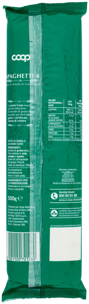 SPAGHETTI PASTA SEMOLA N.4 CON GRANO ITALIANO 500 g - Immagine 41