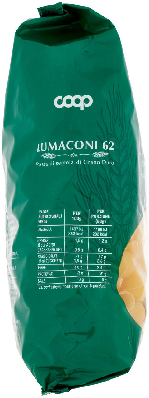 LUMACONI PASTA SEMOLA N.62 CON GRANO ITALIANO 500 g - Immagine 21