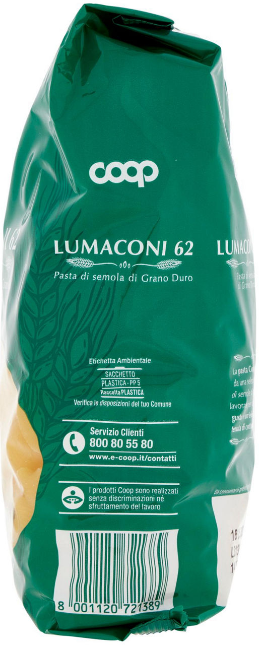 LUMACONI PASTA SEMOLA N.62 CON GRANO ITALIANO 500 g - Immagine 61