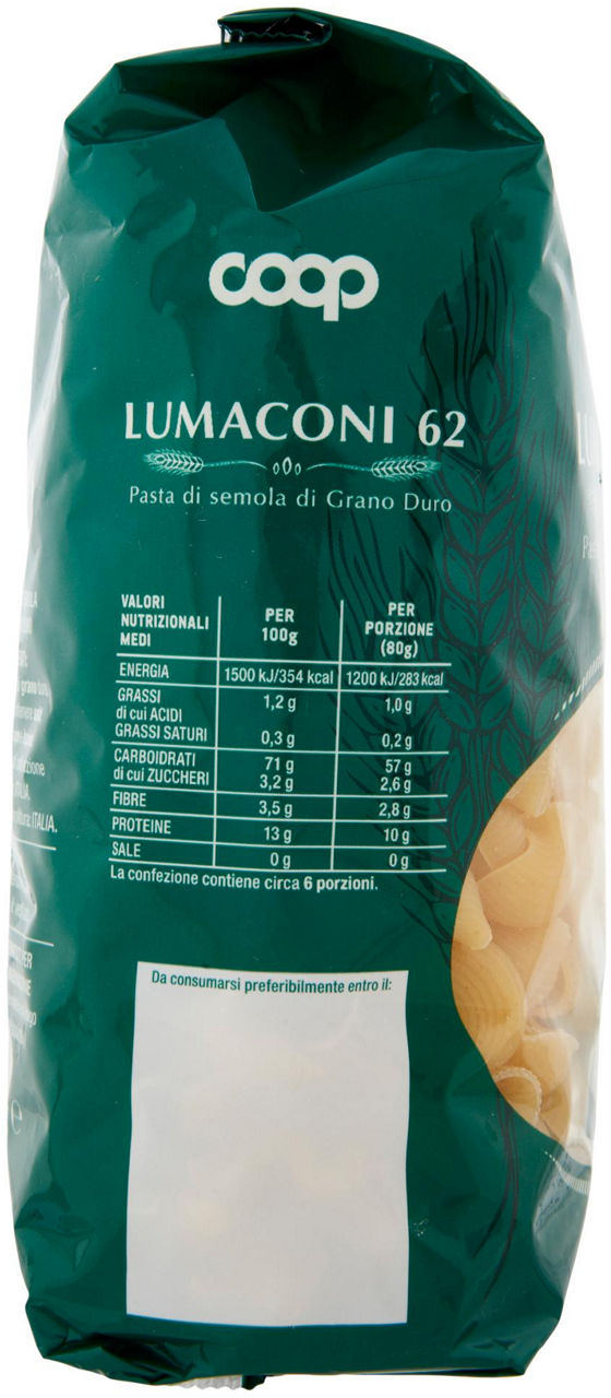 LUMACONI PASTA SEMOLA N.62 CON GRANO ITALIANO 500 g - Immagine 31