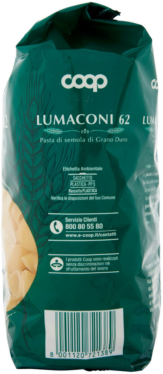 LUMACONI PASTA SEMOLA N.62 CON GRANO ITALIANO 500 g - Immagine 71