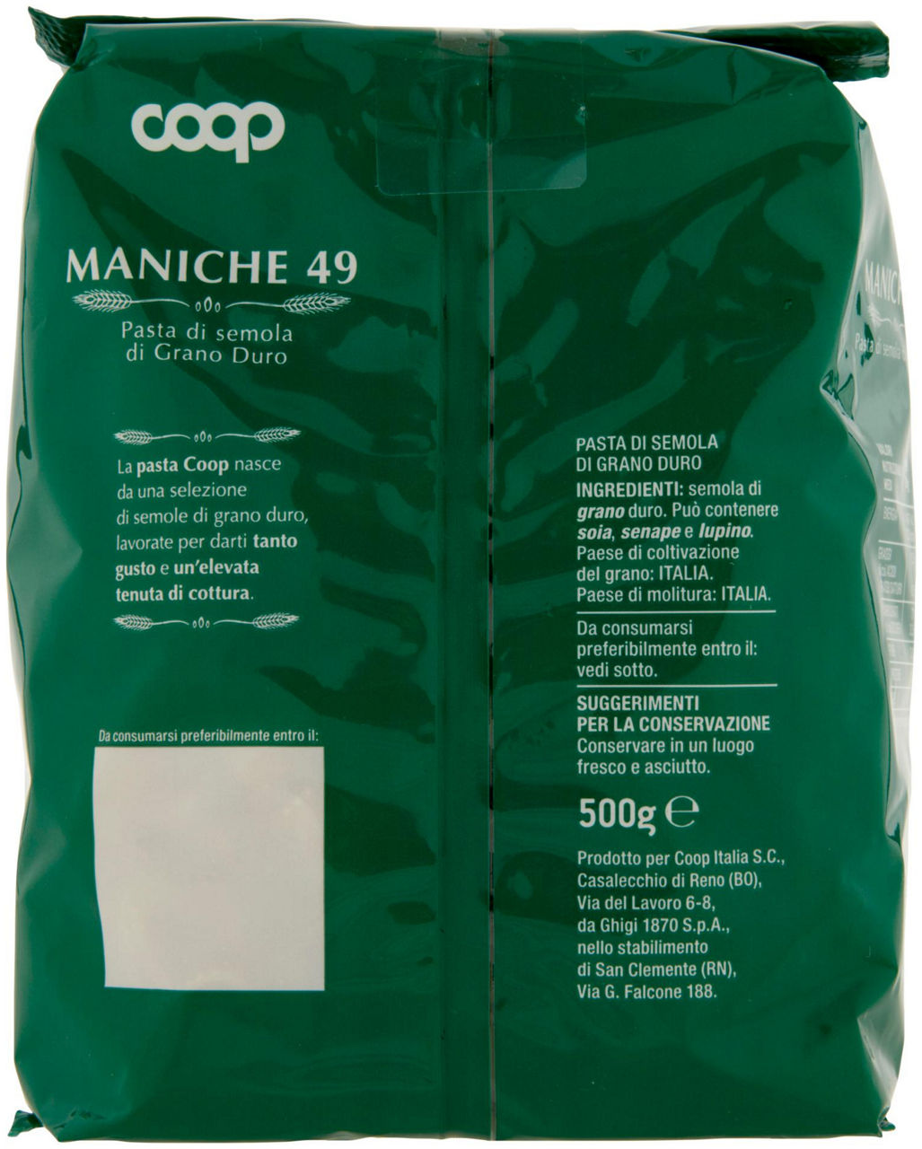 MANICHE PASTA SEMOLA N.49 CON GRANO ITALIANO 500 g - Immagine 51