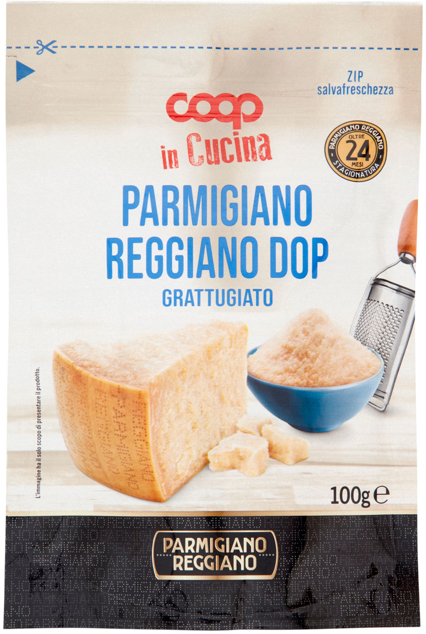Parmigiano reggiano dop 24 mesi grattugiato coop origine g 100
