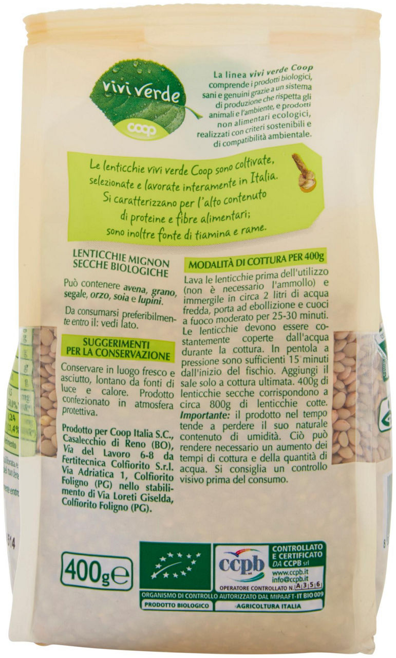 lenticchie mignon Biologiche Vivi Verde 400 g - 6