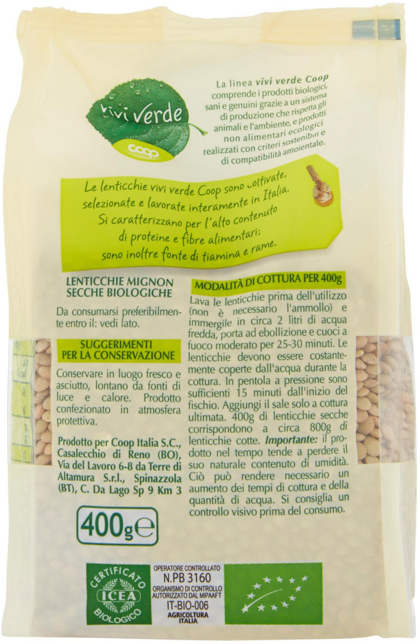 lenticchie mignon Biologiche Vivi Verde 400 g - 7