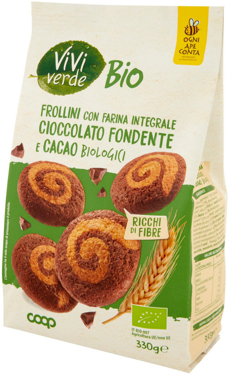 Biscotti frollini con farina integrale cioccolato fondente e cacao bio 330 gr - Immagine 61