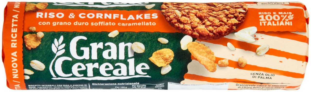 Biscotti riso e corn flakes con grano duro soffiato e caramellato croccante 230 gr - Immagine 01