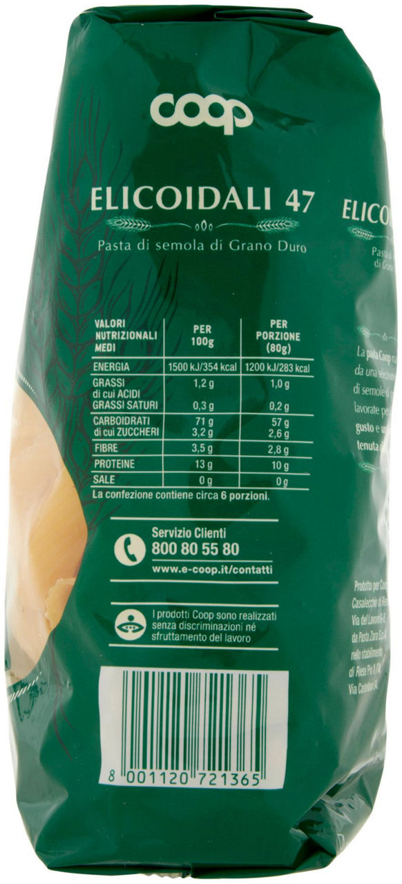 ELICOIDALI PASTA SEMOLA NR.47 CON GRANO ITALIANO 500 g - Immagine 61