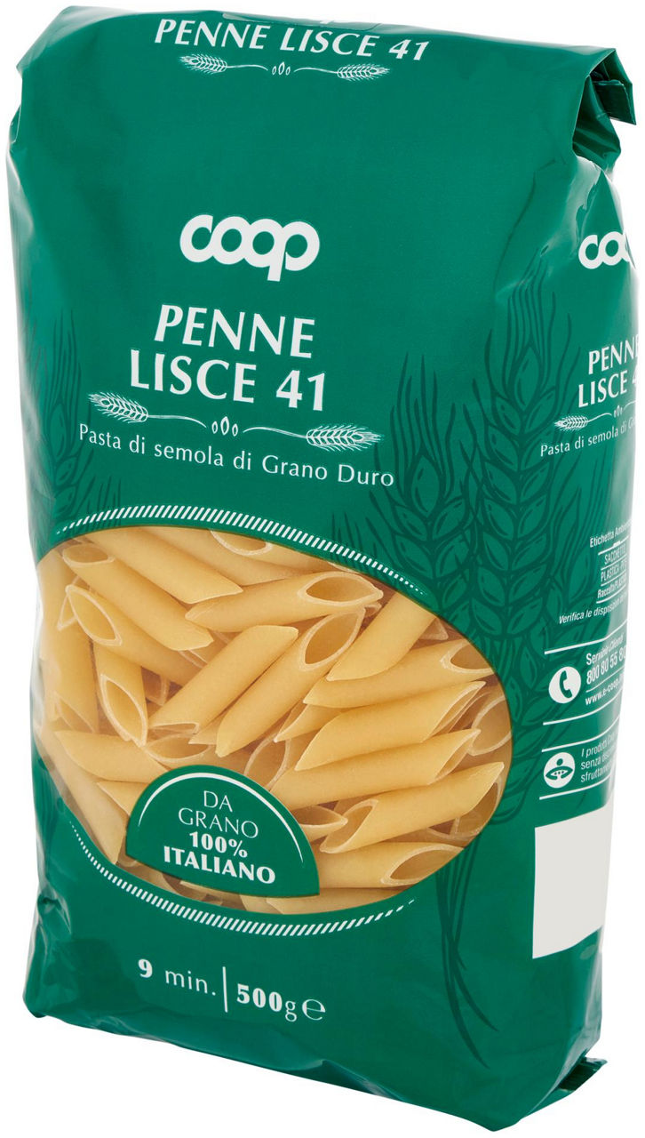 PASTA SEMOLA PENNE LISCE COOP N.41 SACCHETTO G 500 CON GRANO ITALIANO - Immagine 121