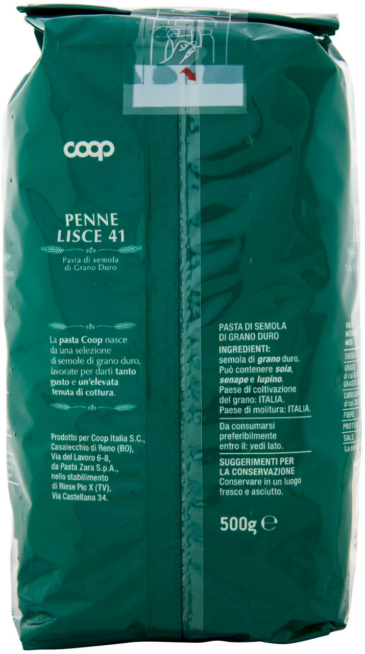 PASTA SEMOLA PENNE LISCE COOP N.41 SACCHETTO G 500 CON GRANO ITALIANO - Immagine 51