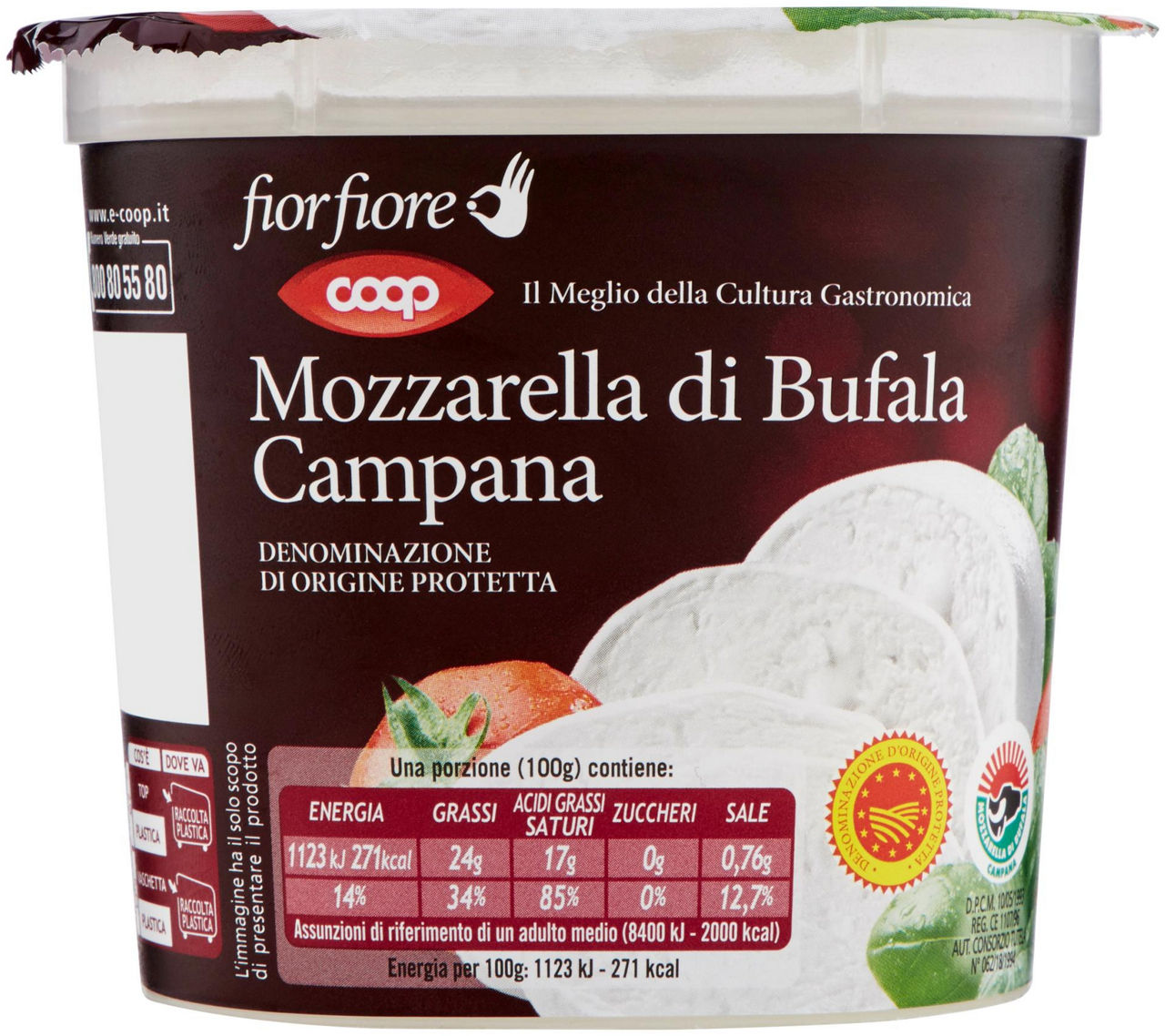 Mozzarella di bufala campana dop fiorfiore coop vs g 440 sgocc. g 200