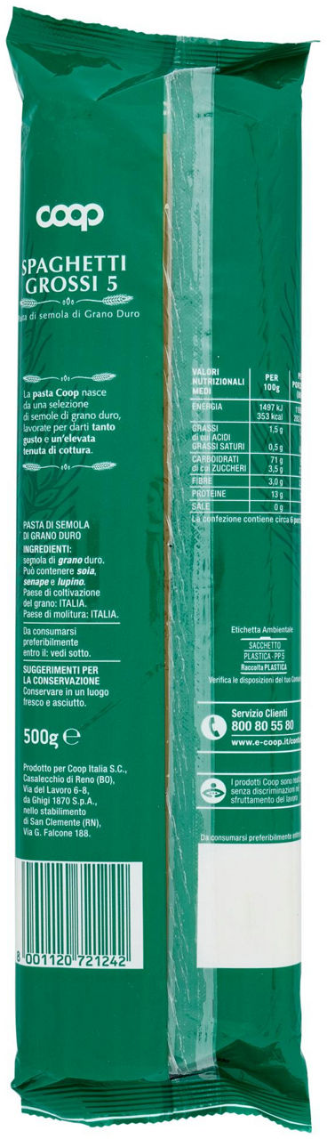SPAGHETTI PASTA SEMOLA N.5 GROSSI GRANO ITALIANO 500 GR - Immagine 41
