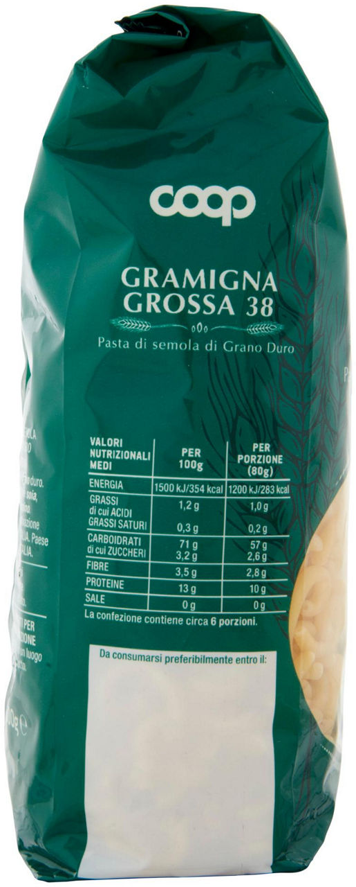 PASTA SEMOLA GRAMIGNA GROSSA N.38 COOP G 500 CON GRANO ITALIANO - Immagine 31