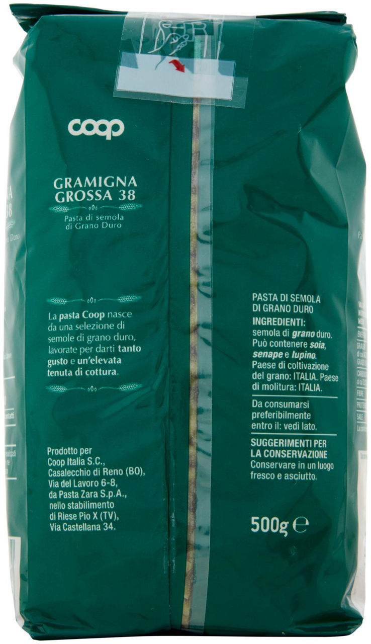 PASTA SEMOLA GRAMIGNA GROSSA N.38 COOP G 500 CON GRANO ITALIANO - Immagine 51