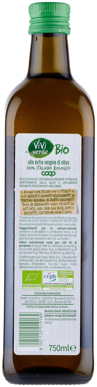 olio extra vergine di oliva Biologico Vivi Verde 750 ml - 2