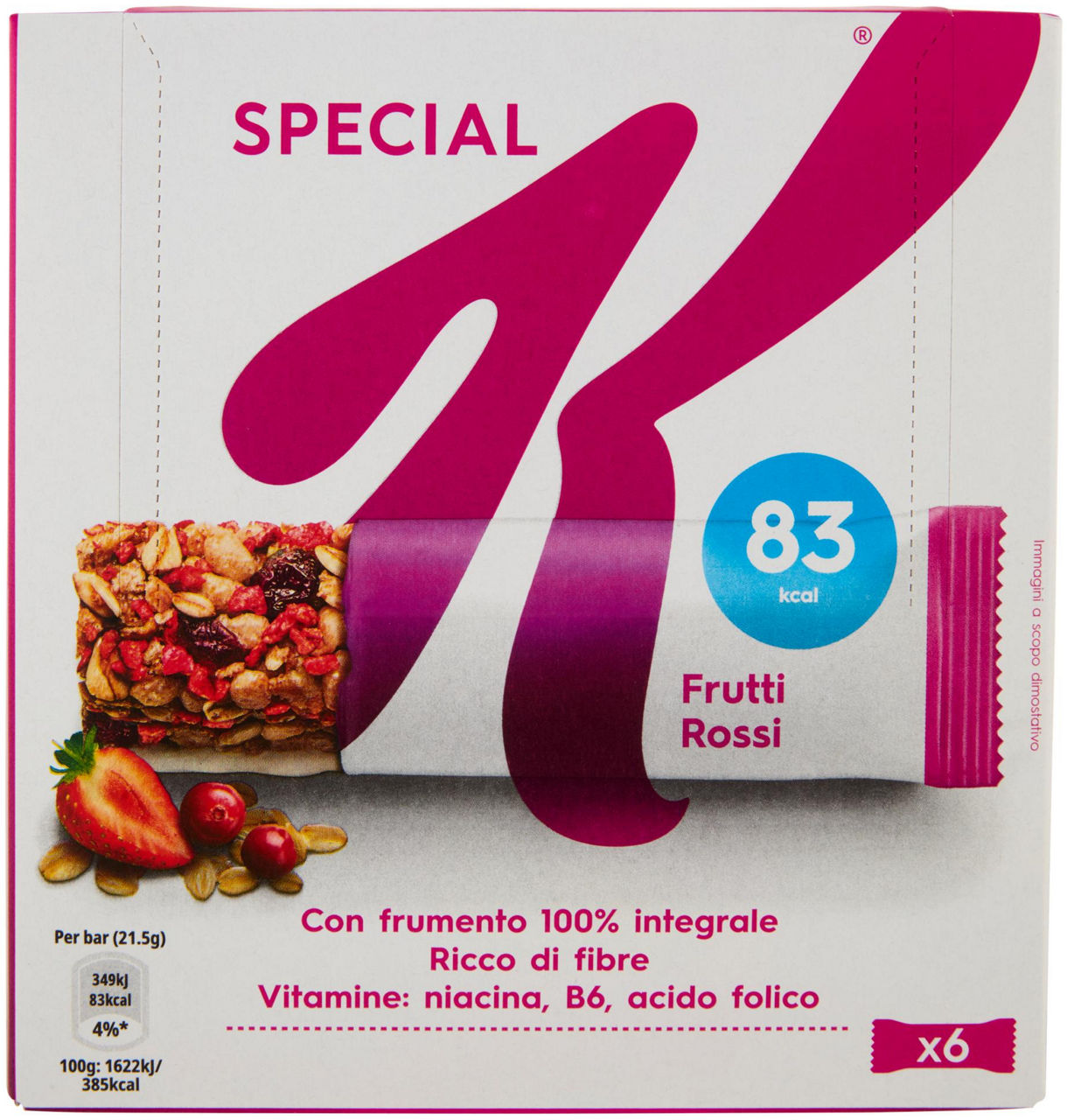 Barretta kellogg''s special k frutti rossi scatola pz.6 gr.129