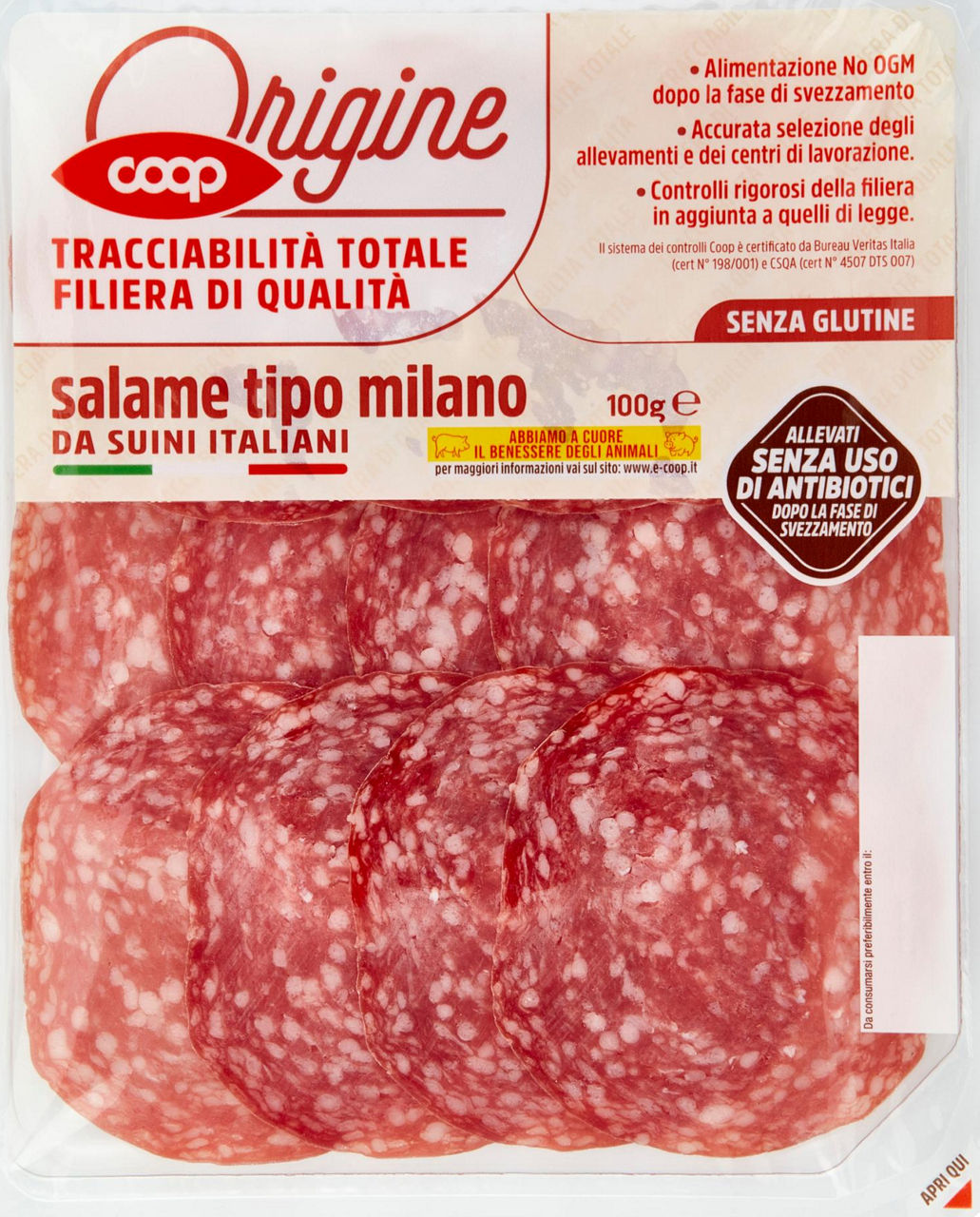 SALAME MILANO DA SUINI ALL. S/ANTIB. DOPO SVEZZ ORIGINE COOP AFF. G 100 - 1