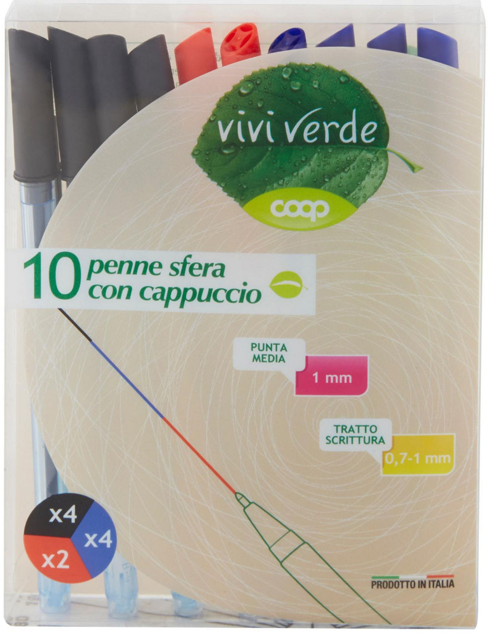 penne sfera con cappuccio 4 nere, 4 blu, 2 rosse Vivi Verde 10 pz - 0
