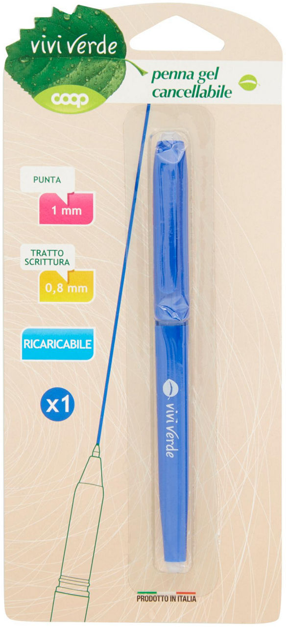 Penna gel cancellabile ricaricabile blu vivi verde 1 pz