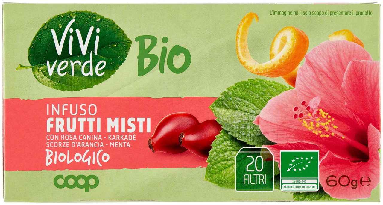 Infuso di frutti misti biologici 20 filtri vivi verde 60 g