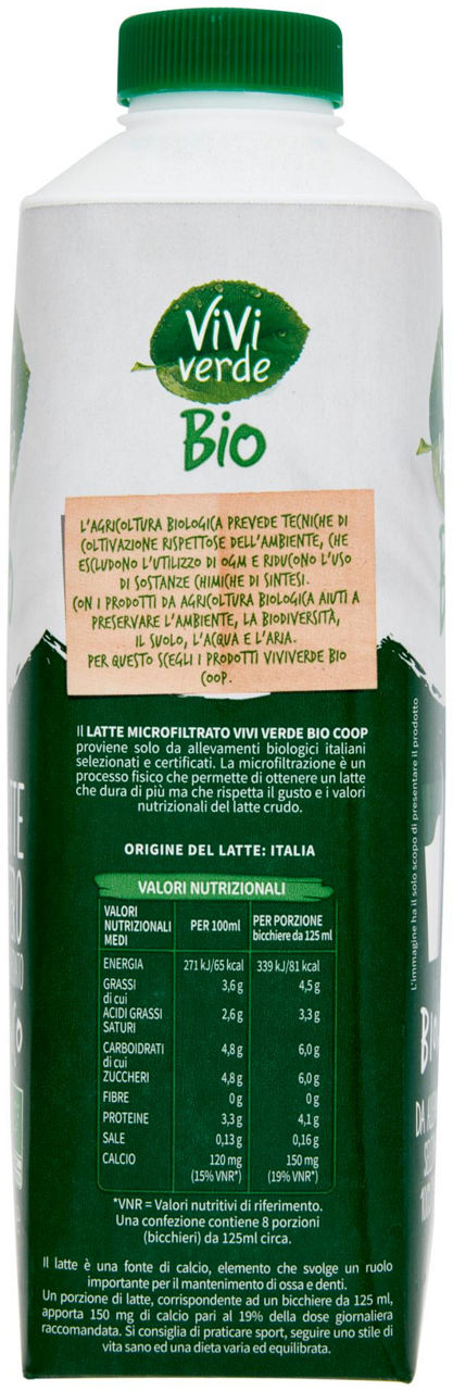 latte microfiltrato Biologico Intero Vivi Verde 1 L - 1