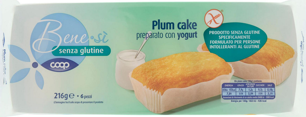Plum cake preparato con yogurt senza glutine 6 x 36 g - 0