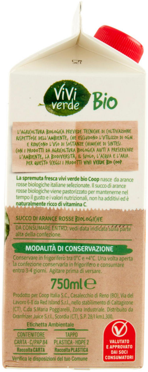 Spremuta 100% Arance Rosse Bio Vivi Verde 750 ml - 1