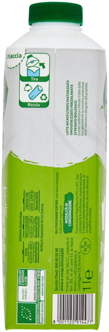 latte microfiltrato Biologico Parzialmente Scremato Vivi Verde 1 L - 3