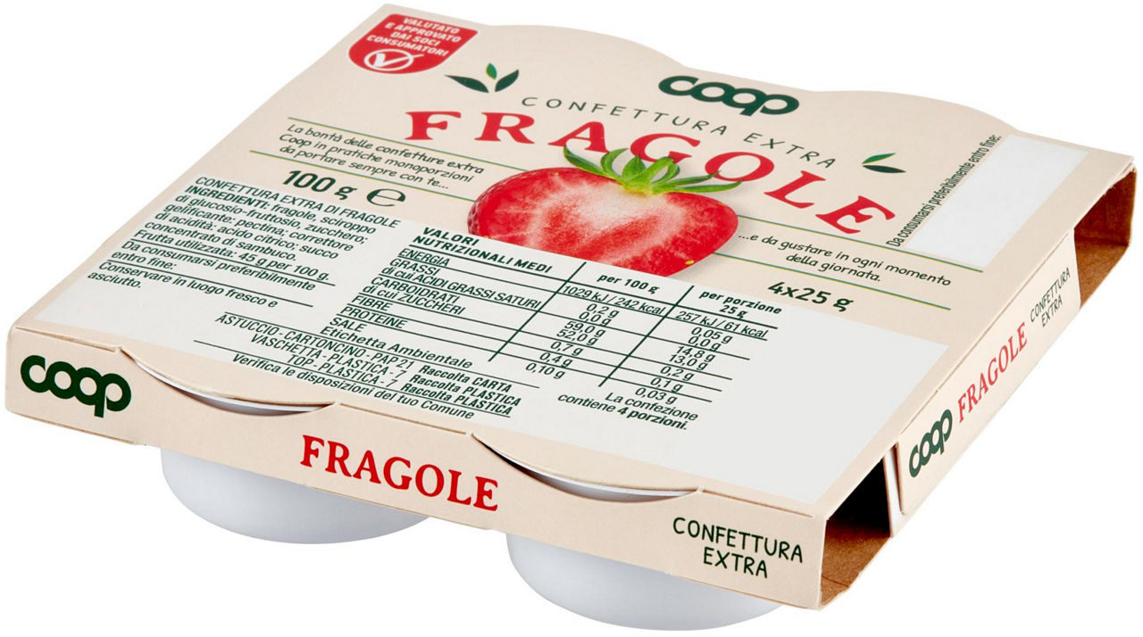 CONFETTURE EXTRA DI FRAGOLE COOP - CLUSTER 4X25G - 6