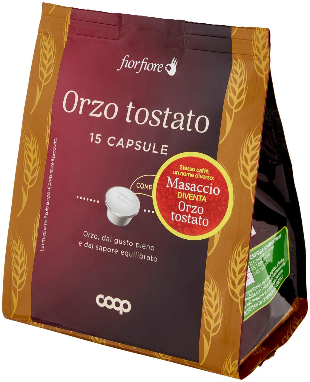 ORZO TOSTATO IN CAPSULE 'MASACCIO' FIOR FIORE COOP PZ. 15 SACCHETTO G 75 - 6
